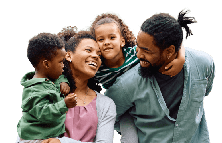 Man With Family Green Background